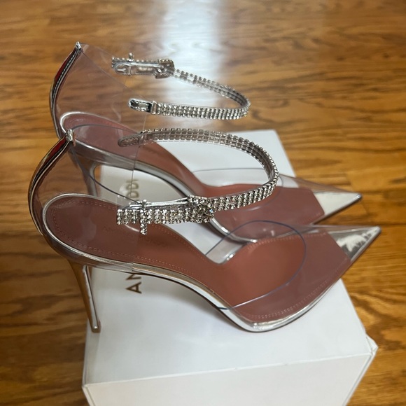 Amina Muaddi Ursina Crystal-Embellished Transparent Pumps in 40.5 - Picture 4 of 12